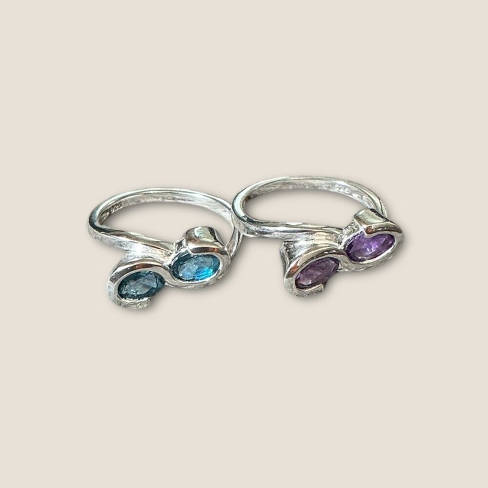 Sterling Silver Infinity Stack Rings With Stones Size 4.75 - Picture 5 of 5